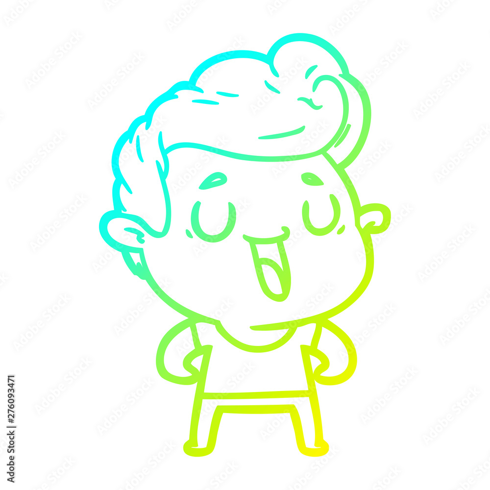 cold gradient line drawing happy cartoon man cold gradient line drawing happy cartoon man