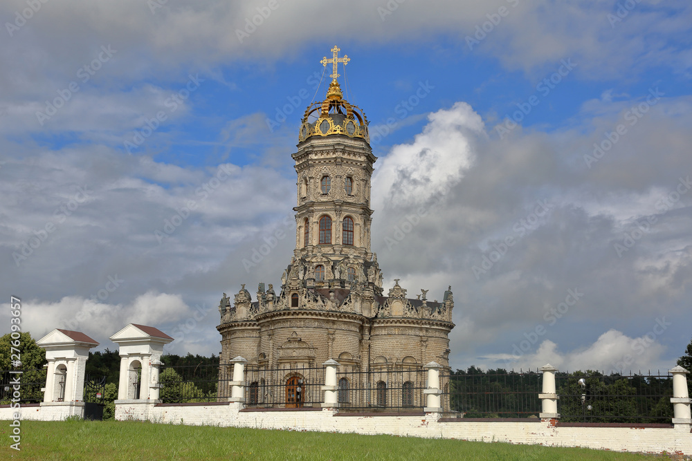 Exterior of the Church of the Sign of the Blessed Virgin. Monument of architecture of the 17-18 centuries. Dubrovitsy, Russia