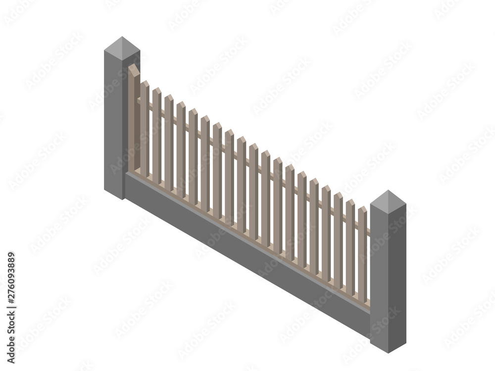 Wooden fence. Isolated on white background. 3d Vector illustration. Wooden fence. Isolated on white background. 3d Vector illustration.