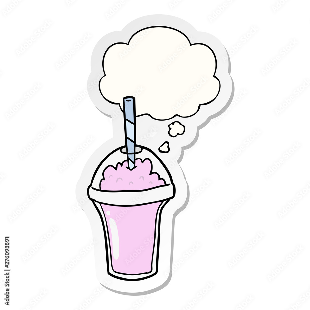 cartoon smoothie and thought bubble as a printed sticker cartoon smoothie and thought bubble as a printed sticker