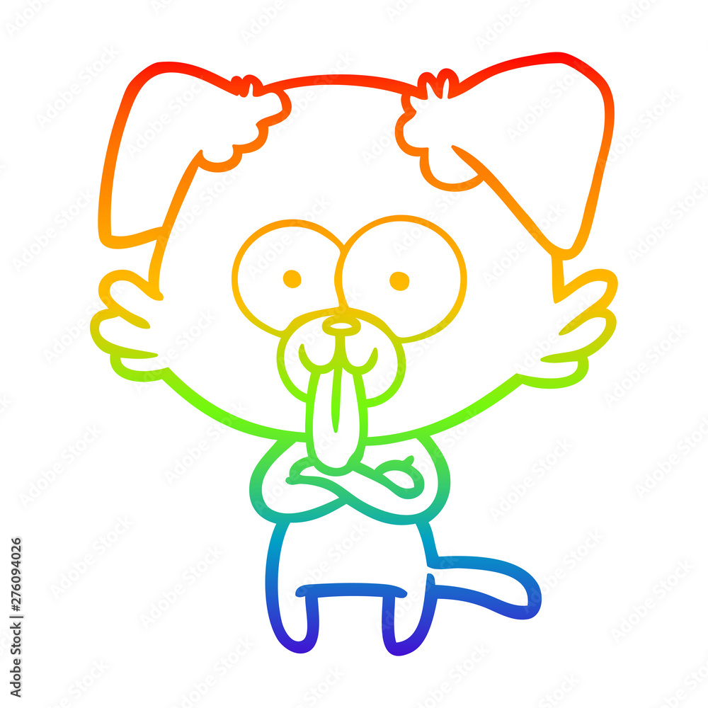 rainbow gradient line drawing cartoon dog with tongue sticking out rainbow gradient line drawing cartoon dog with tongue sticking out