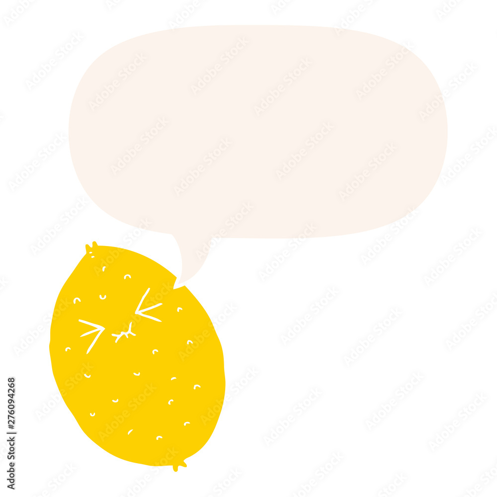 cartoon bitter lemon and speech bubble in retro style cartoon bitter lemon and speech bubble in retro style