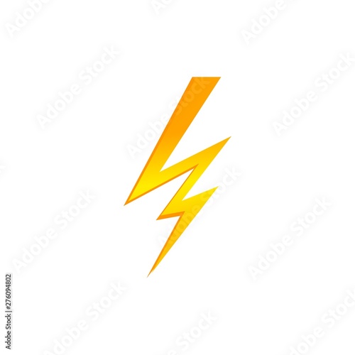 Lighting thunder bolt flash yellow icon set in flat style isolated on white background. Vector