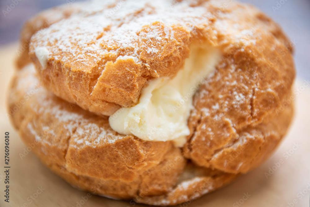 Choux cream, close-up photos, macro images. Choux cream, close-up photos, macro images.