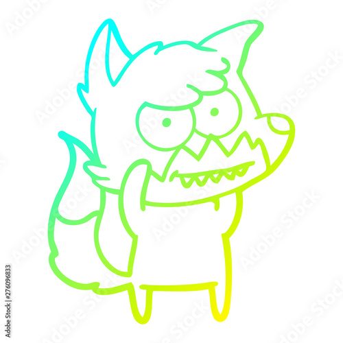 cold gradient line drawing cartoon grinning fox