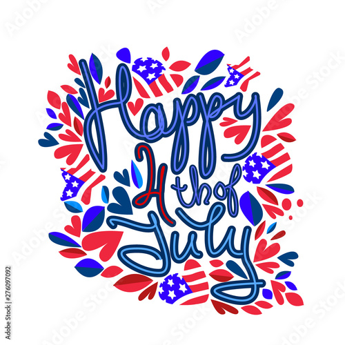 Web4th of July. USA Independence day. Red and blue vector lettering © Alina.Alina