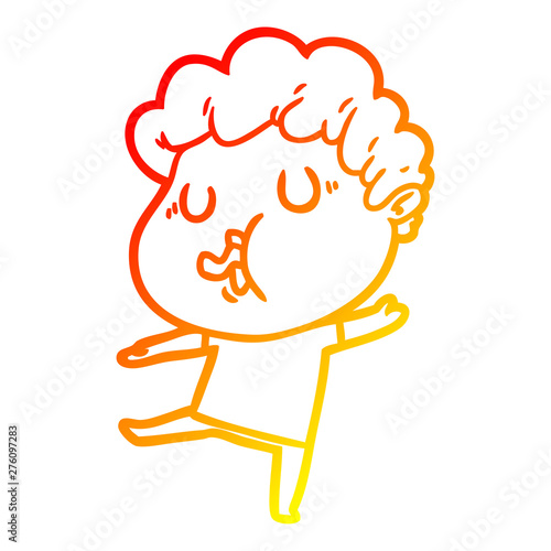 warm gradient line drawing cartoon man singing