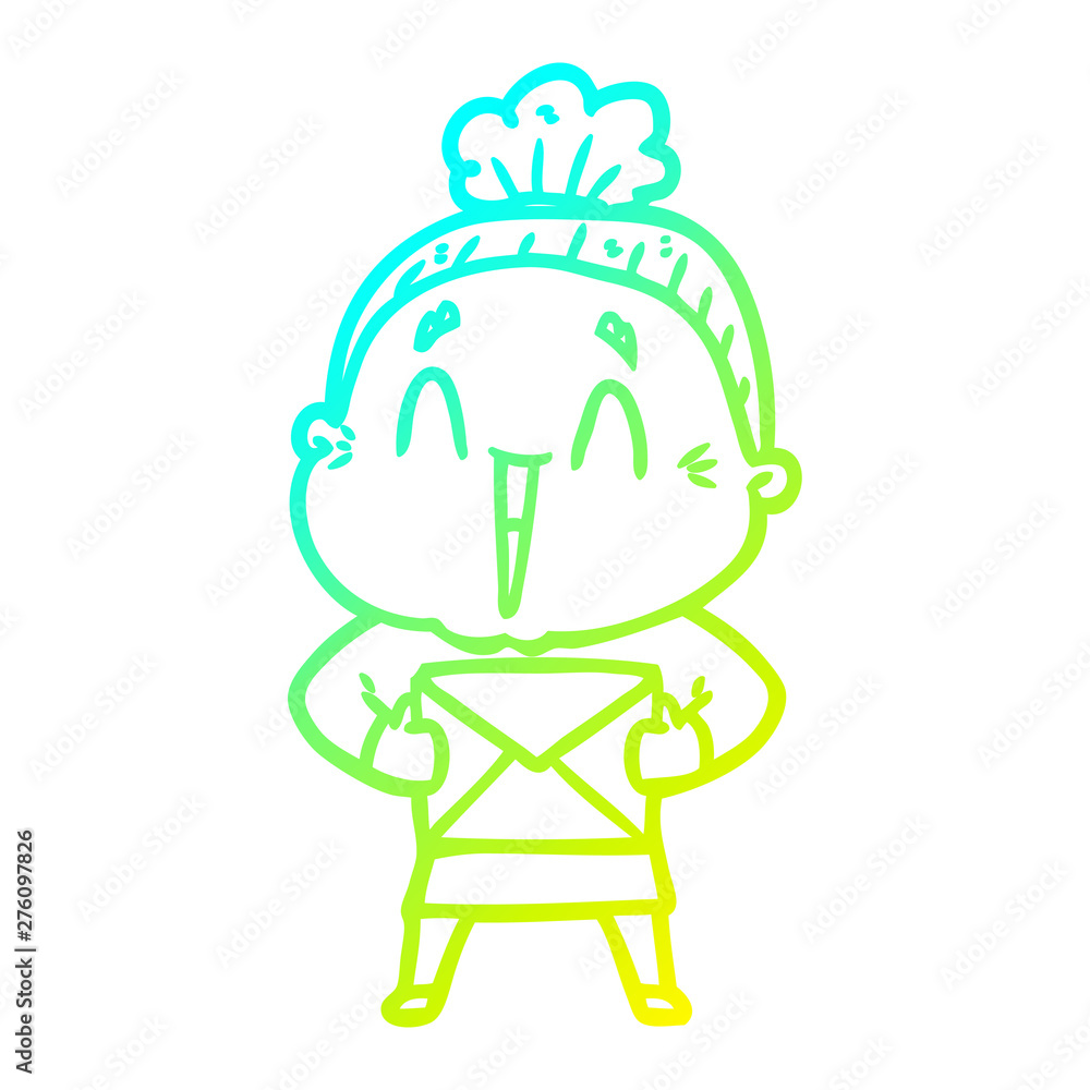 cold gradient line drawing cartoon happy old lady cold gradient line drawing cartoon happy old lady