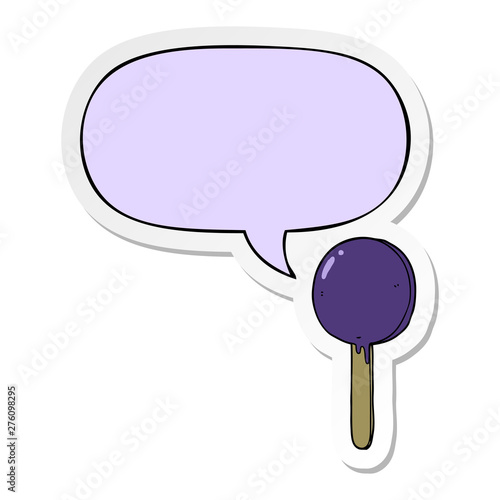 cartoon lollipop and speech bubble sticker