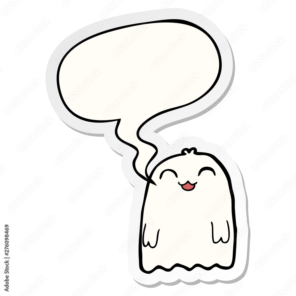 cartoon ghost and speech bubble sticker cartoon ghost and speech bubble sticker