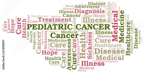 Pediatric Cancer word cloud. Vector made with text only.