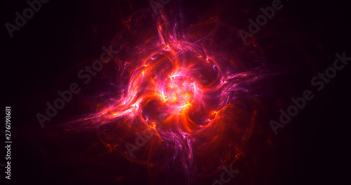 3D rendering abstract red fractal light background