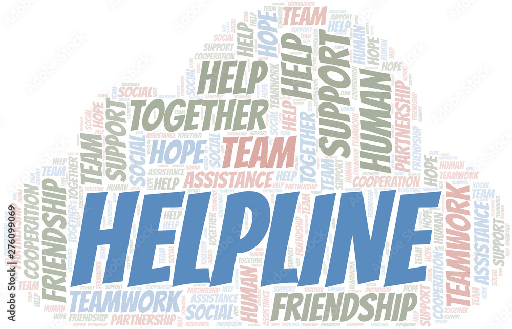 Obraz premium Helpline word cloud. Vector made with text only.