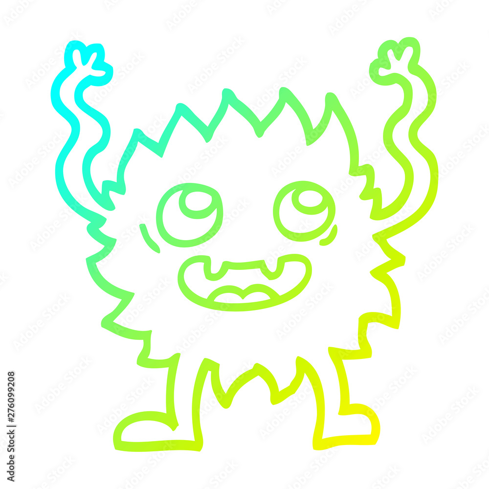 cold gradient line drawing cartoon funny furry monster cold gradient line drawing cartoon funny furry monster