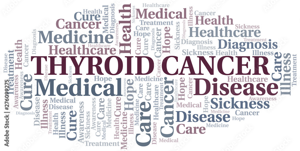 Thyroid Cancer word cloud. Vector made with text only.