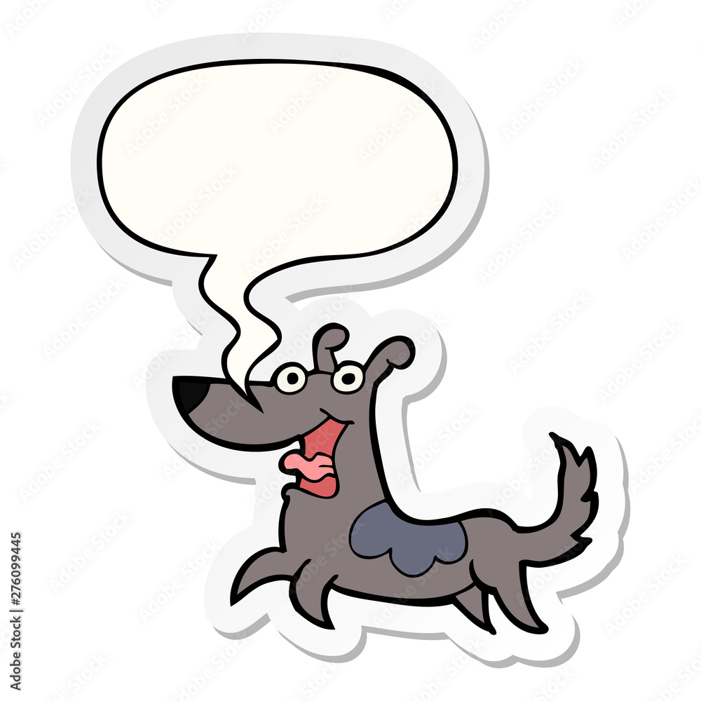happy dog cartoon and speech bubble sticker happy dog cartoon and speech bubble sticker