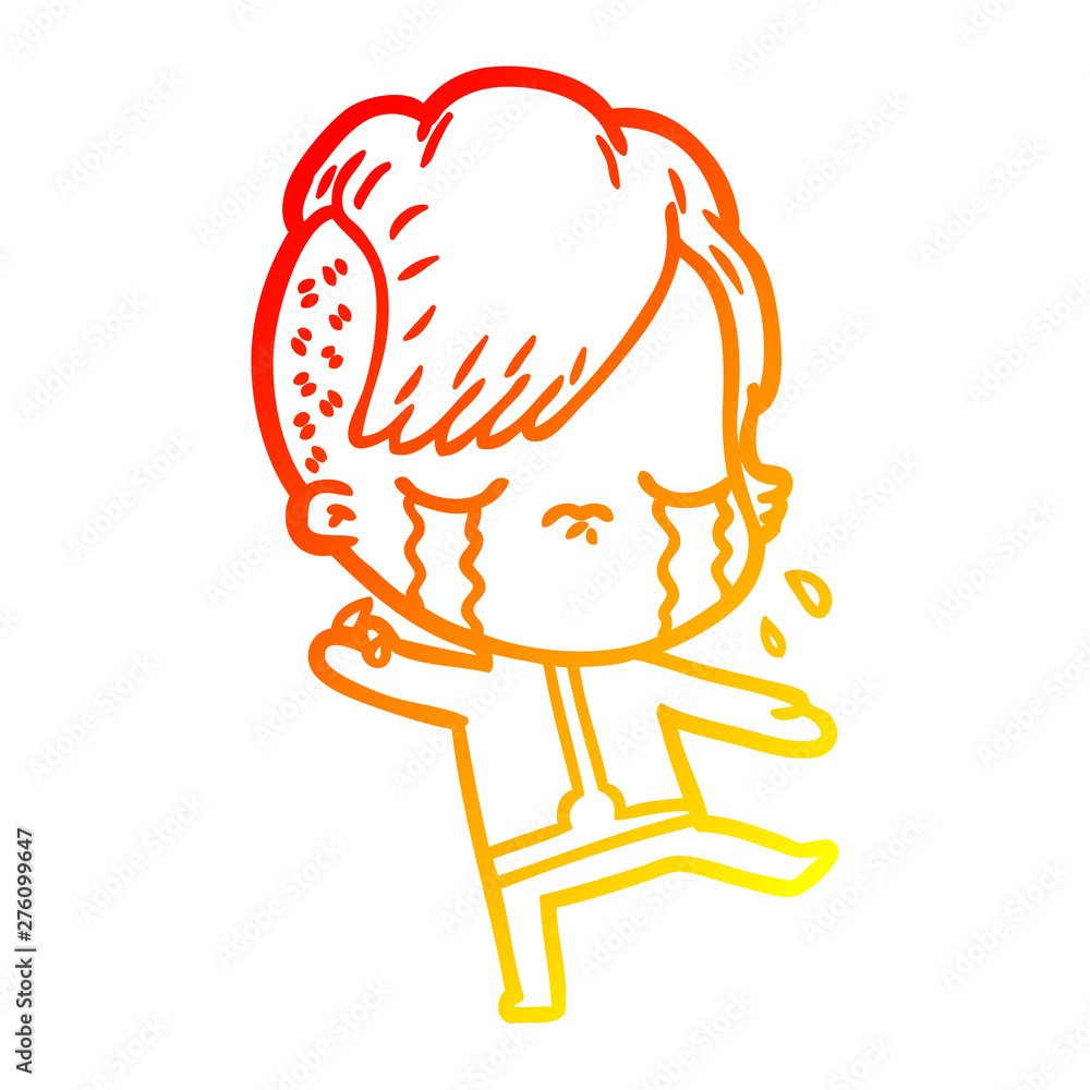 warm gradient line drawing cartoon crying girl wearing space clothes warm gradient line drawing cartoon crying girl wearing space clothes