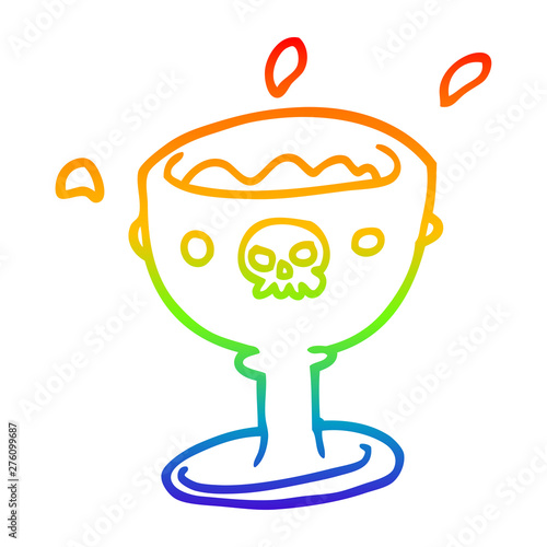 rainbow gradient line drawing spooky cartoon goblet of blood
