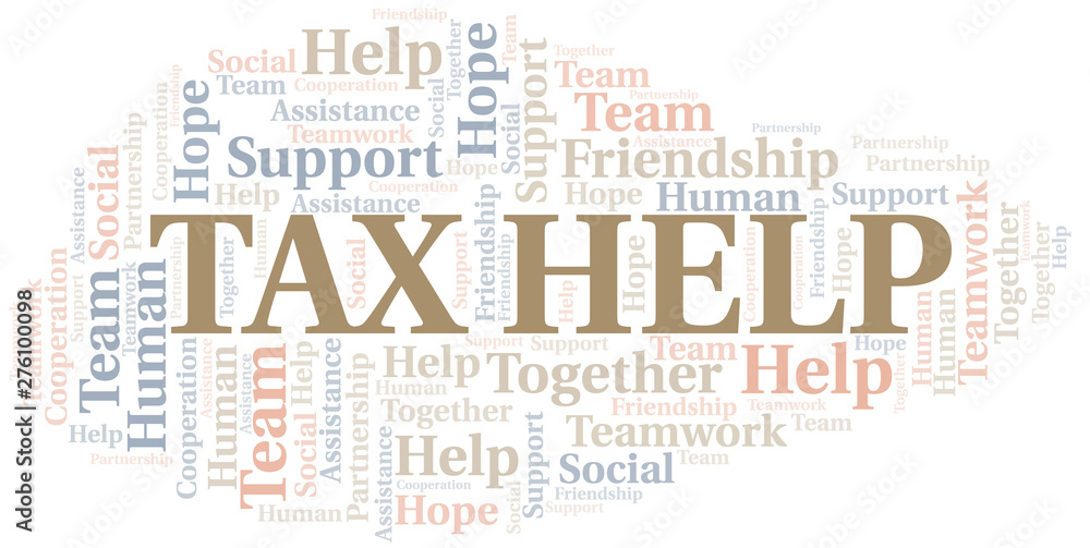 Tax Help word cloud. Vector made with text only. Tax Help word cloud. Vector made with text only.