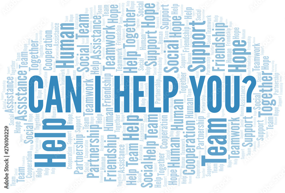 Obraz premium Can I Help You_ word cloud. Vector made with text only.