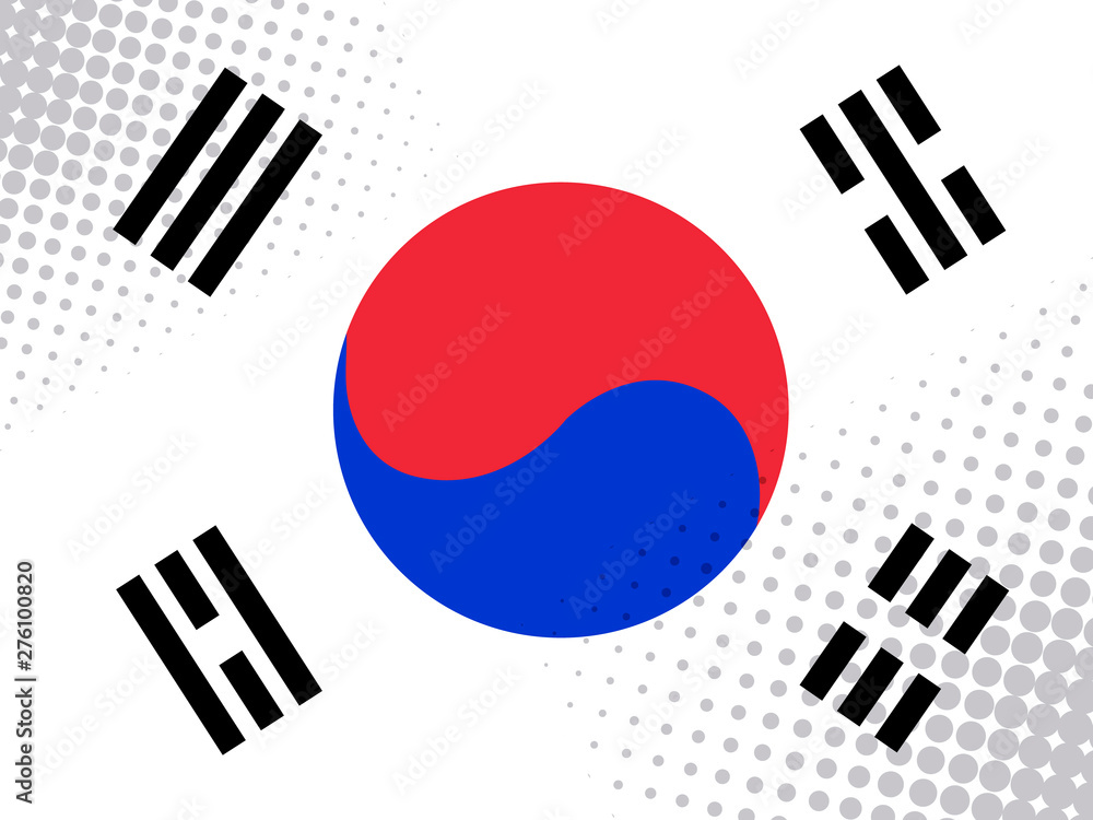 Vector image of the flag of Korea with a dot texture in the style of comics. Vector image of the flag of Korea with a dot texture in the style of comics.