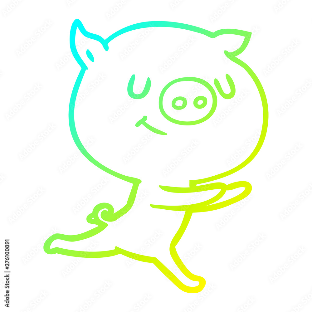 cold gradient line drawing happy cartoon pig cold gradient line drawing happy cartoon pig