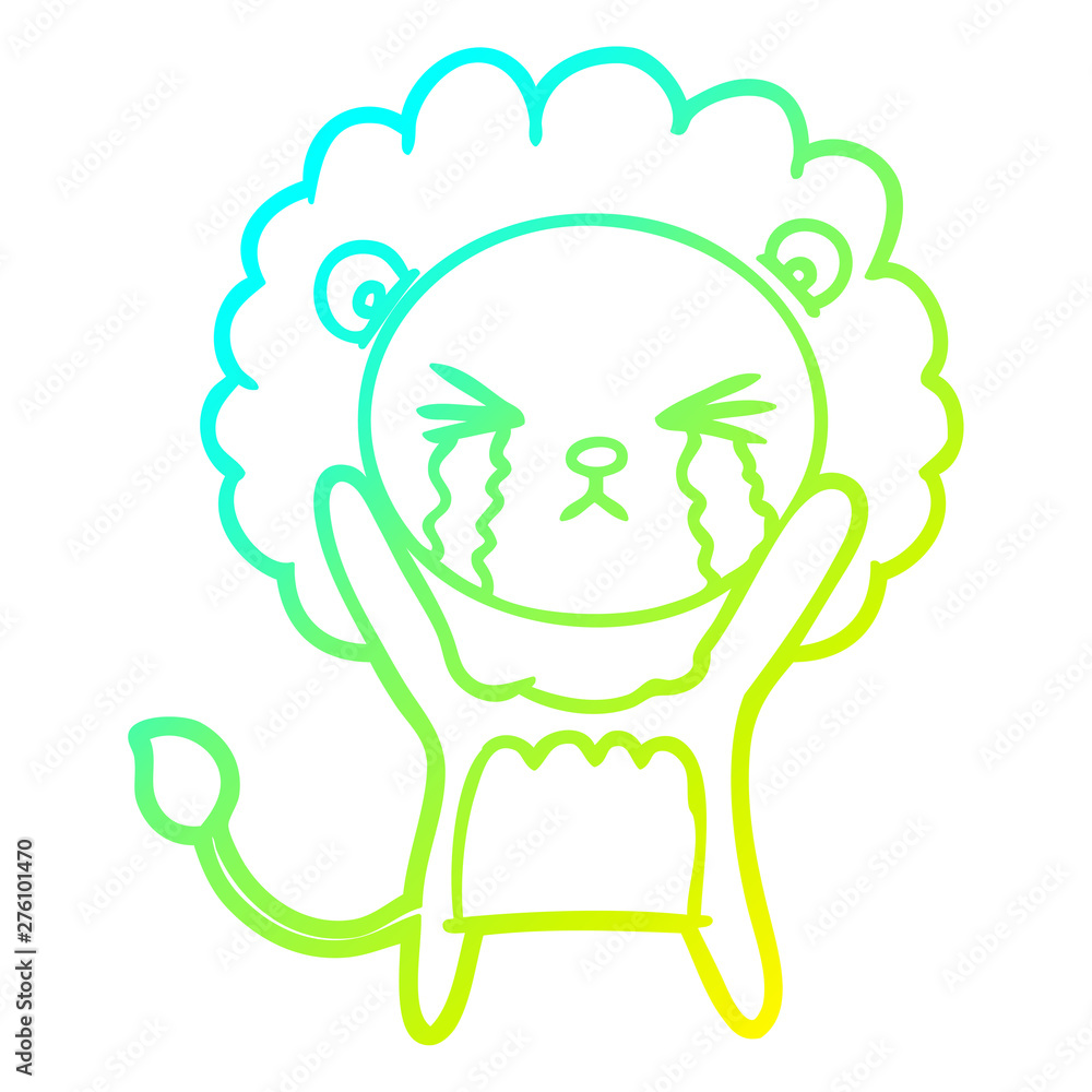 cold gradient line drawing cartoon crying lion cold gradient line drawing cartoon crying lion