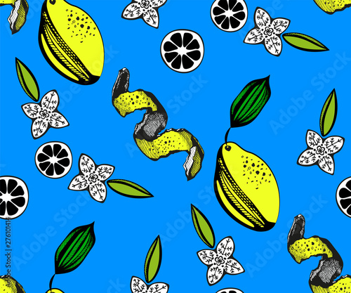 Vector lemon decoration seamless pattern, colorful design, vector illustration