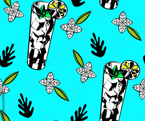 Vector lemon decoration seamless pattern, colorful design, vector illustration