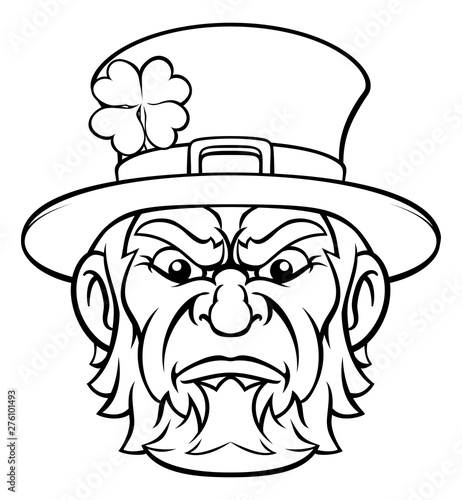 Leprechaun tough cartoon St Patricks Day character or sports mascot