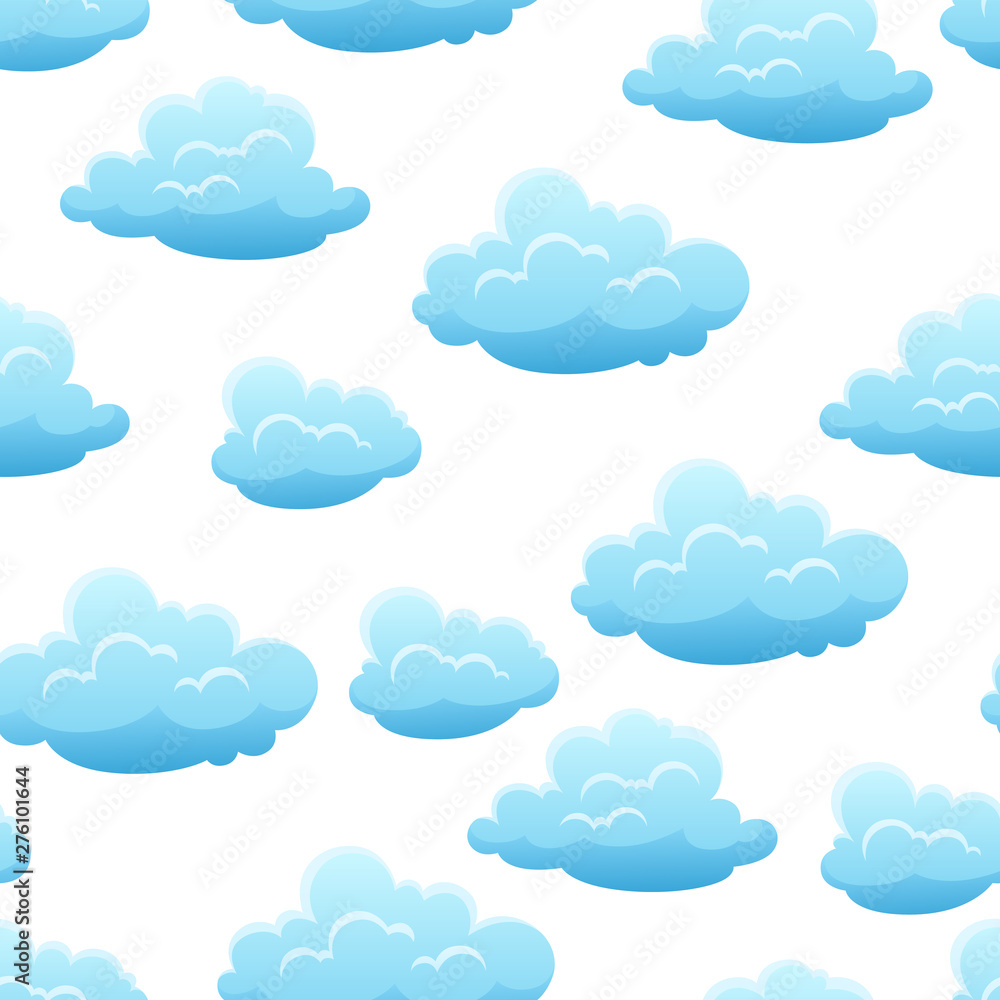 Seamless pattern with blue clouds.