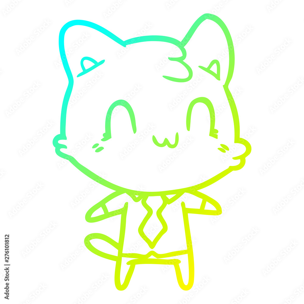 cold gradient line drawing cartoon happy cat cold gradient line drawing cartoon happy cat