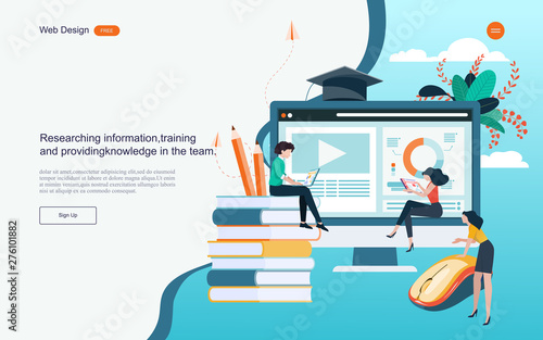  flat design concept of education for website and landing page template.Online education, training and courses, learning, Vector illustration.