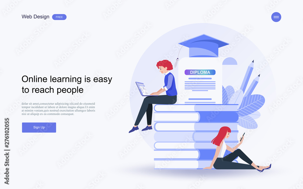 flat design concept of education for website and landing page template.Online education, training and courses, learning, Vector illustration. flat design concept of education for website and landing page template.Online education, training and courses, learning, Vector illustration.