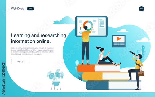  flat design concept of education for website and landing page template.Online education, training and courses, learning, Vector illustration.