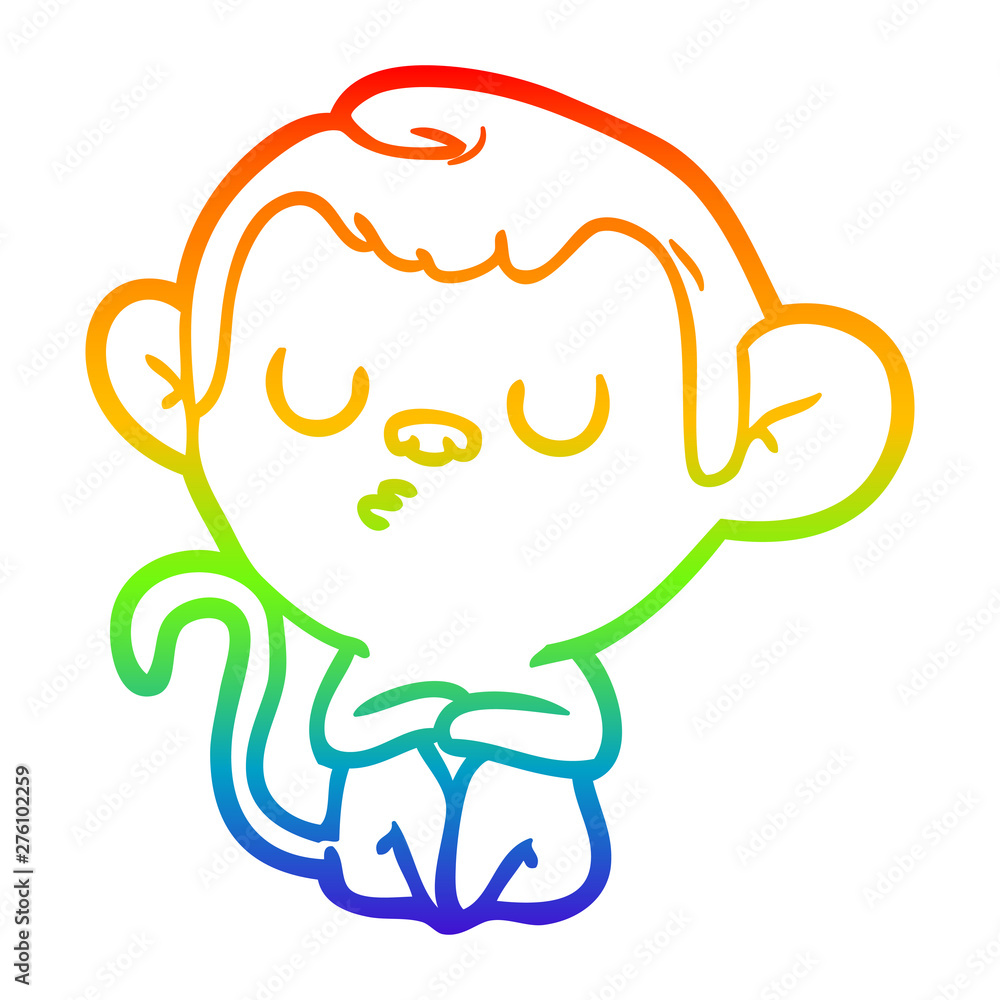 rainbow gradient line drawing cartoon monkey rainbow gradient line drawing cartoon monkey