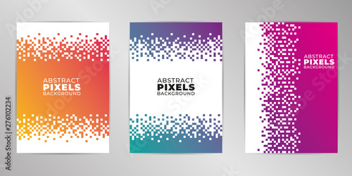 Pixel cover design background set A4 format.
