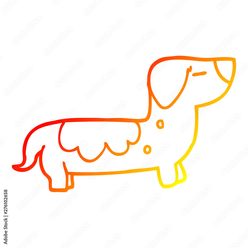 warm gradient line drawing cartoon sausage dog warm gradient line drawing cartoon sausage dog