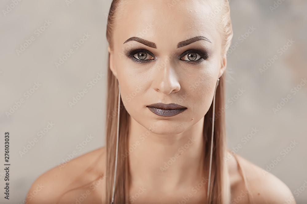 professional make-up model studio / model posing in studio with bright fresh make-up, beautiful eyes and lips with makeup professional make-up model studio / model posing in studio with bright fresh make-up, beautiful eyes and lips with makeup