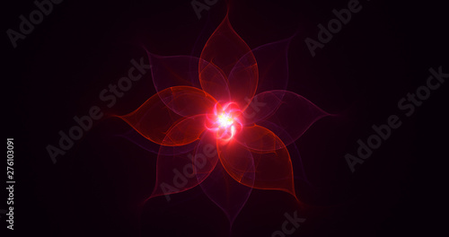 3D rendering abstract red fractal light background