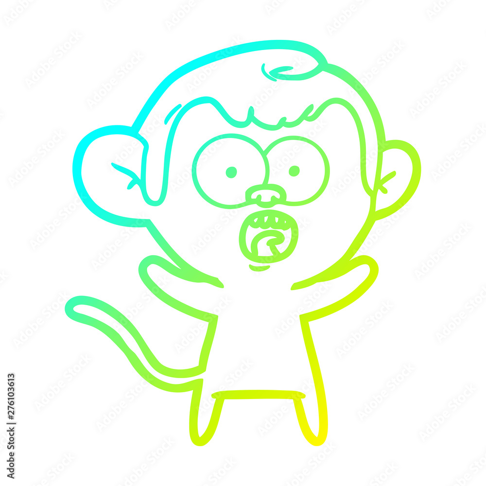 cold gradient line drawing cartoon shocked monkey cold gradient line drawing cartoon shocked monkey