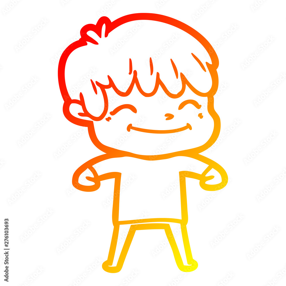 warm gradient line drawing cartoon happy boy warm gradient line drawing cartoon happy boy