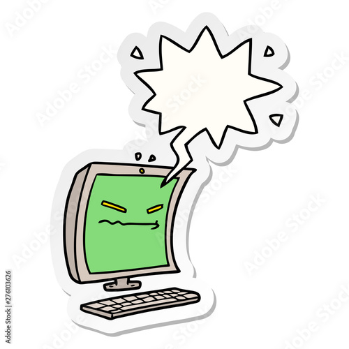 cyber bullying cartoon and speech bubble sticker