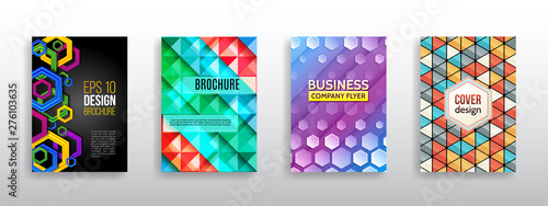 Hi-tech cover background. Book cover layout. Modern simple geometric template for business. Abstract hexagon flyer design. Vector annual report brochure.