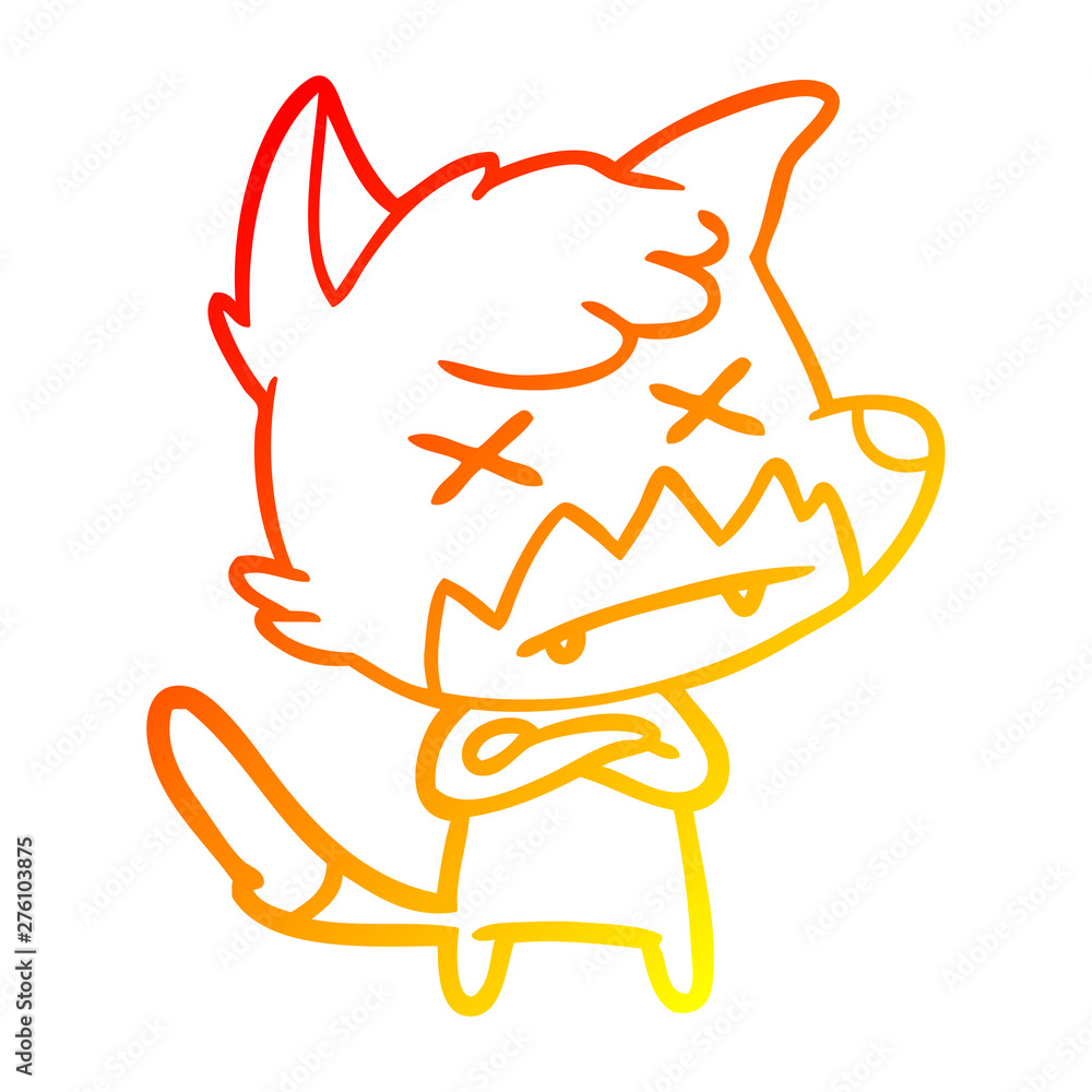 warm gradient line drawing cartoon dead fox warm gradient line drawing cartoon dead fox