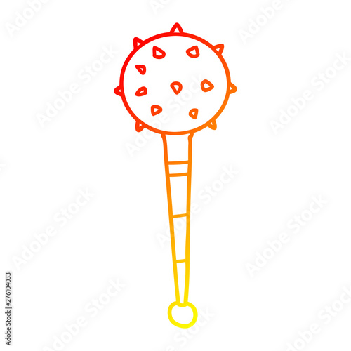 warm gradient line drawing cartoon medieval mace