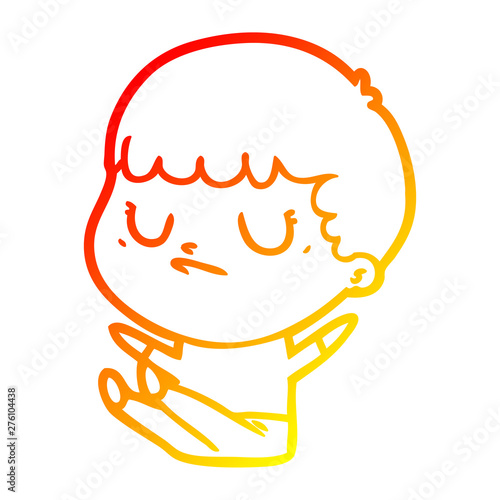 warm gradient line drawing cartoon grumpy boy