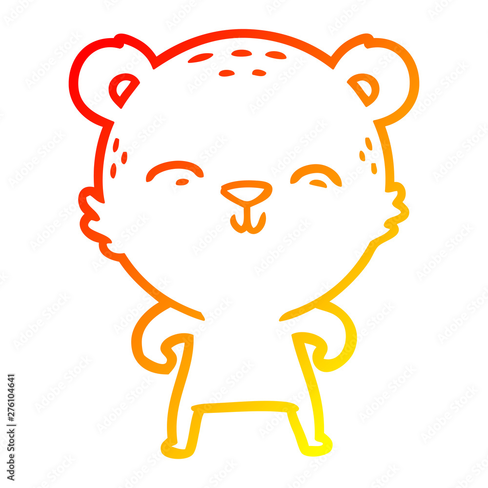 warm gradient line drawing happy cartoon bear warm gradient line drawing happy cartoon bear
