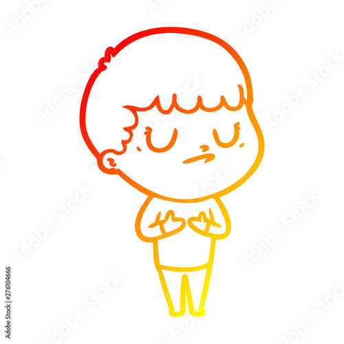warm gradient line drawing cartoon grumpy boy