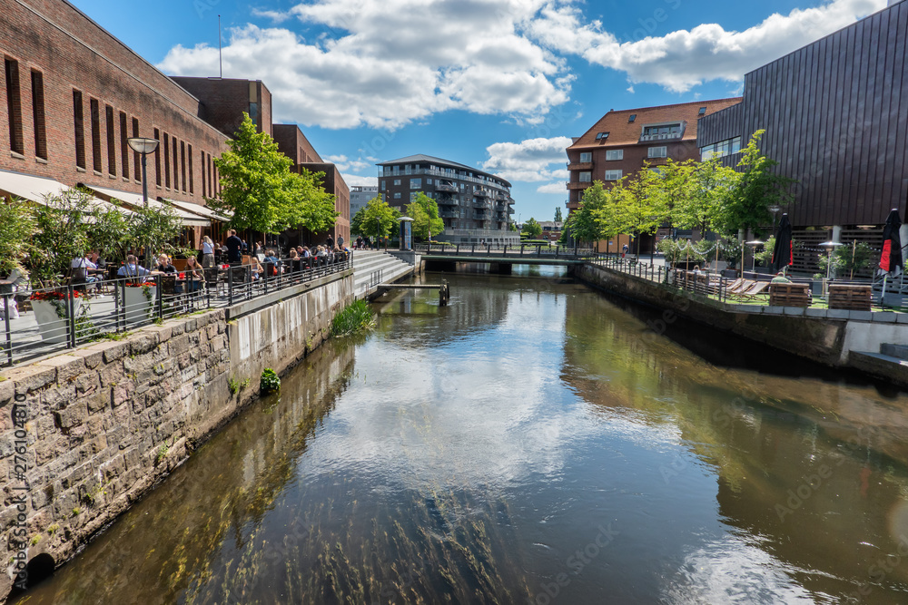 Vejle city center with the river, Denmark